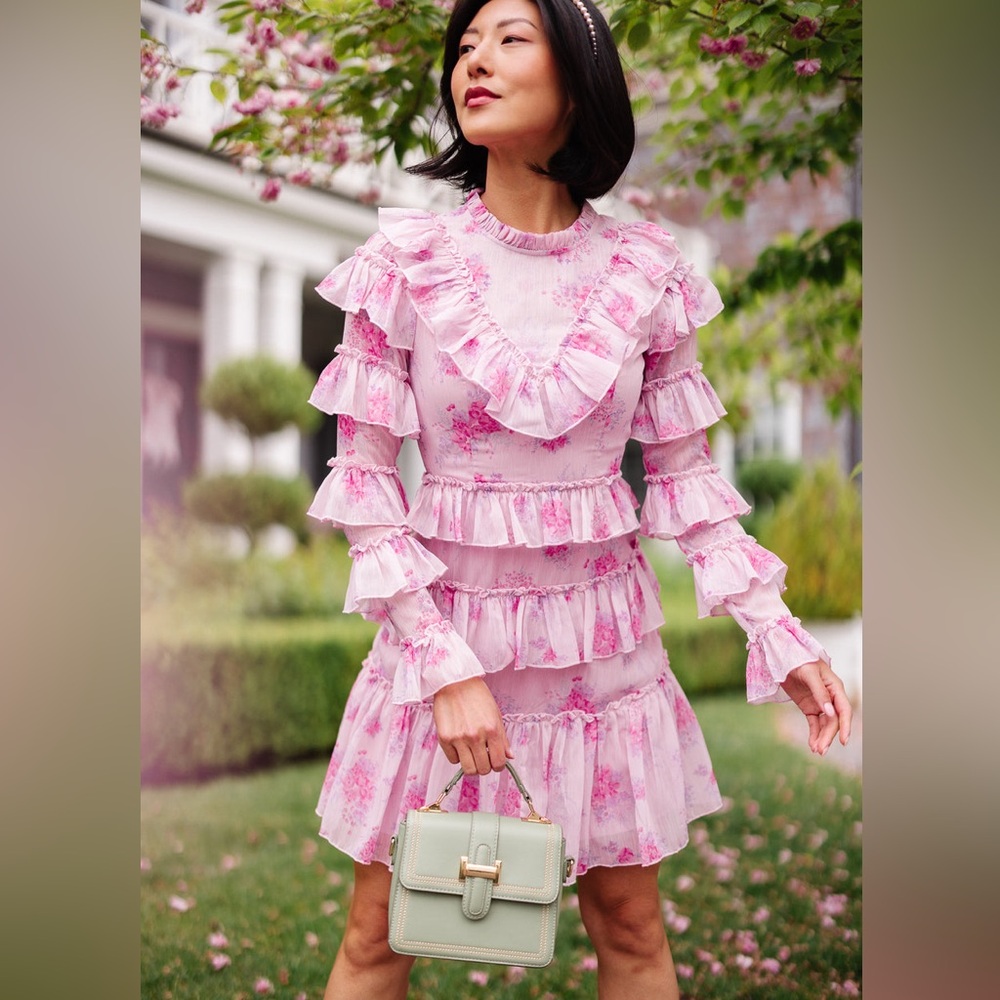 Ivy City Co Ruffled Pink Floral Dress